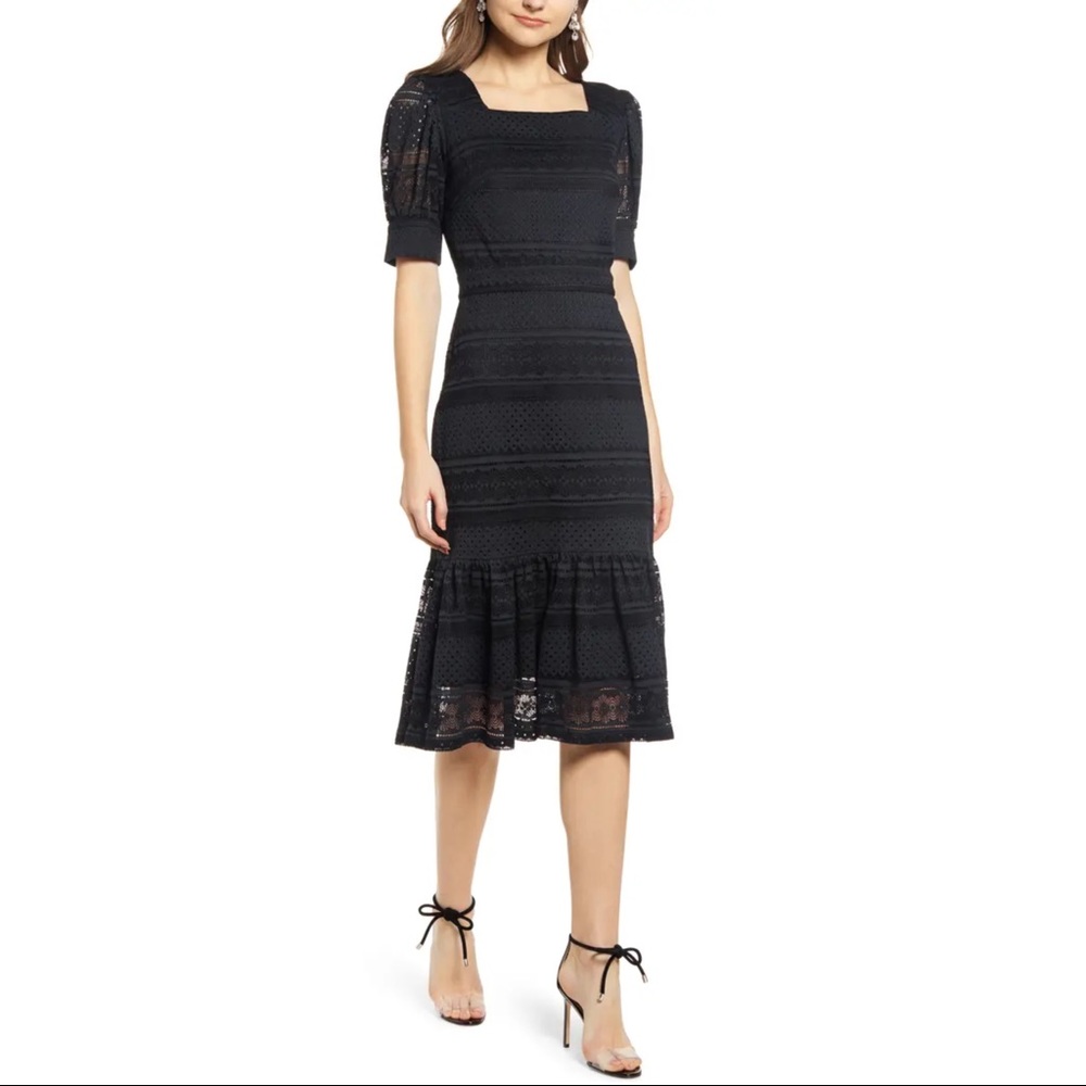 RACHEL PARCELL Square Neck Lace Dress